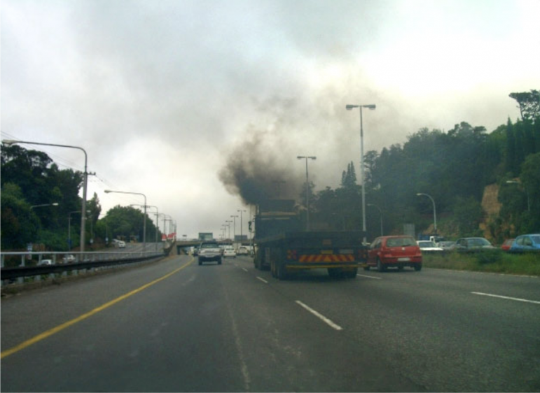 truck burning oil